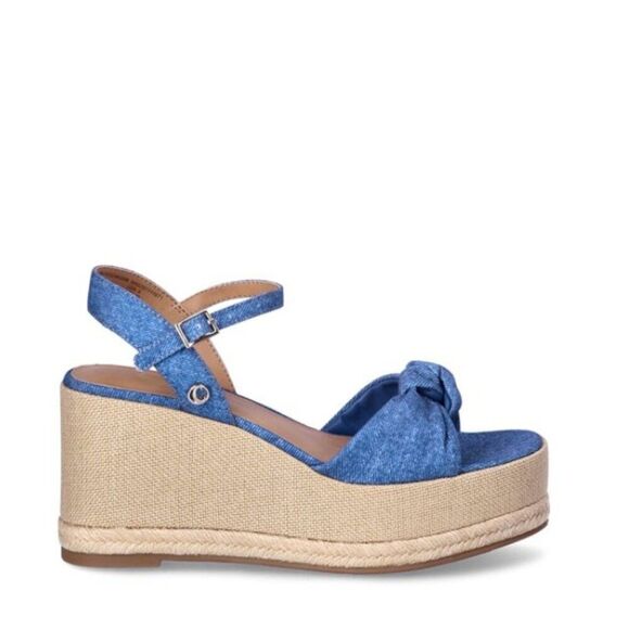 Chaps Women’s Taaryn Knot Wedge High Heel Sandals, Size 11 Blue - Picture 2 of 5